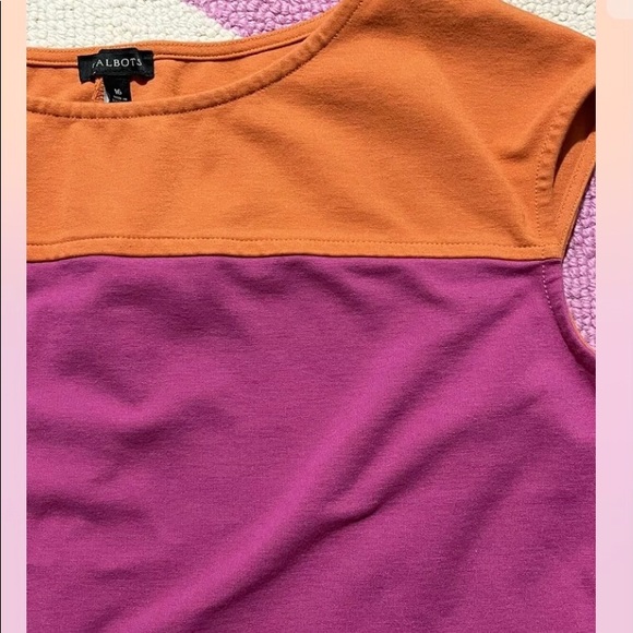 TALBOTS Knee Length Pink & Orange Dress - Picture 4 of 9